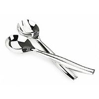 Simcha Plastic Serving Spoon and Fork Silver/Pack of 6