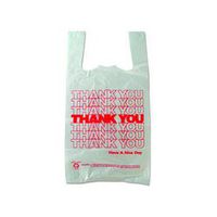 Sweet Paper 8416THYOU Plastic Thank You T Sacks, 8" x 4" x 16" (8416THYOU) Category: Carryout Bags