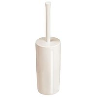 mDesign Slim Compact Plastic Toilet Bowl Brush and Holder for Bathroom Storage - Sturdy, Deep Cleaning - Cream/Beige