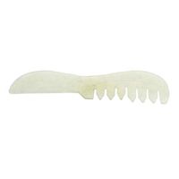 Natural Jade Massage Comb Jade Stone Head Therapy Massage Hair Comb Scalp Massager - C