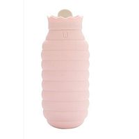 620ML Long Style Silicone Hot Water Bottle Hot Water Bag Pain Cold Knit Cover Large Size Gift Box (Color : Pink)