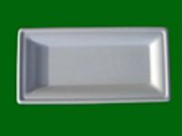 Go-Green Bagasse 10" rectangular tray 500 ct.