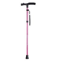 Lightweight Walker Crutches Aluminum Alloy Telescopic Folding Old Four Feet Non-Slip Cane Climbing 3 Color 85cm MUMUJIN (Color : Pink)