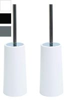 Airee Fairee Toilet Brush and Holder Brushes Set Stainless Steel 2 Pack Free Standing Compact Modern Design Long Handle (White)