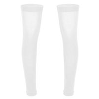 MSemis Men 1 Pair Thigh High Compression Stockings Sport Running Basketball Football Compression Full Leg Sleeve White One Size
