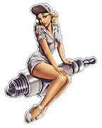 AJ's Signs & Apparel Spark Plug pin up Girl Vinyl Sticker,Cars Trucks Vans Walls Laptop