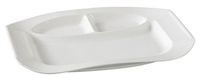Yanco PS-2014 3-Compartment Plate, 14.5" Length x 9.5" Width, Porcelain, Bone White, Pack of 12