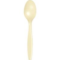 Club Pack of 600 Ivory Premium Heavy-Duty Plastic Party Spoons