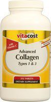 Vitacost Advanced Collagen Type 1 & 3 with Vitamin C - 6000 mg - 252 Tablets