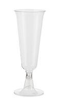 Exquisite 5 oz Clear Plastic Champagne Flutes, 2 Piece Stemmed Plastic Wine Cups- 132 Count