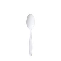 TigerChef 1000 White Fine Teaspoons Heavy Weight Durable Plastic Cutlery With An Engraved Design Disposable Recyclable Reusable Solid Durable Silverware Flatware Cutlery Utensil (Fine Teaspoons White)