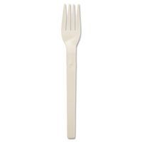 Biodegradable Cutlery, Plant Starch/Oil Fork, 6"" Length, White, 50/Pack, Sold as 50 Each