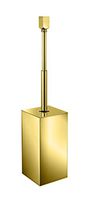 W-Luxury Lisa Standing Brass Toilet Bowl Brush and Holder Set, Toilet Brush and Holder Cleaner W/Cover (Polished Gold)