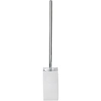 DWBA Bath Collection DWBA Chrome Brass Square Toilet Bowl Brush Holder Set Cleaner W/O Lid, Porcelain