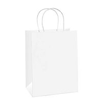 BagDream Gift Bags 8x4.25x10.5 100Pcs Paper Bags, Shopping Bags, Kraft Bags, Retail Bags, Party Bags, White Paper Gift Bags with Handles Bulk 100% Recycled Paper Bags