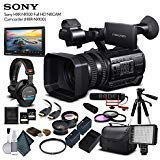 Sony HXR-NX100 Full HD NXCAM Camcorder (HXR-NX100) with 2-64GB Memory Card, 2 Extra Batteries, UV Filter, LED Light, Case, Tripod, Rode VM-GO Mic, External Screen, Headphones - Professional Bundle