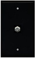 RiteAV Coax Cable TV Wall Plate 1 Gang Flat - Black