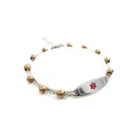 My Identity Doctor - Engraved Medical Alert Bracelet for Adults - Steel Bead, Extra Small - Red - Wrist Size 7 Inch