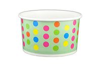 Black Cat Avenue Paper Ice Cream Cups, Polka Dot, Aqua Rainbow, 5 Ounce, 50 Count