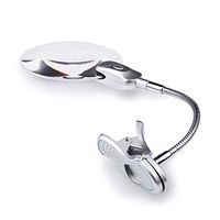 ZHPRZD Reading Magnifier 2.5X 10X Desktop Foldable LED Metal Hose Magnifier Hands Free Loupe Bench Clamp - Reading Repair