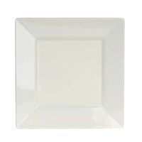 BalsaCircle 40 pcs 6.5-Inch Ivory Plastic Square Plates - Disposable Wedding Party Catering Tableware