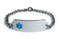 LARYNGECTOMY Medical ID Alert Bracelet with Embossed Emblem from Stainless Steel. Style: Classic Wide, Premium Series.