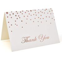 Metallic Rose Gold Foil Dots Thank You Cards with Envelopes, Set of 48 Printable Blank Confetti Card for Wedding Holiday Teacher Appreciation Bridal & Baby Shower Engagement Graduation Birthday Party