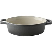 Home big wrist Ceramic Tableware Fruit Salad Tray Binaural Baking Bowl Baking Dish Food Utensils Gradient Gray 25.3x16x5cm Decorative hotel retro soup bowl