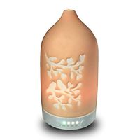 Aroma Essential Oil Diffuser Aromatherapy Humidifier: Perfect Decor Gift-Birds On The Tree Handmade Ceramic 100mL Cool Mist Air Difuser Auto Shut-Off for Home Office Bedroom Yoga Meditation (Orange)