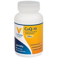 The Vitamin Shoppe CoQ10 200mg Beneficial for Those Taking Statins – Supports Heart Cellular Health and Healthy Energy Production, Essential Antioxidant – Once Daily (60 Capsules)