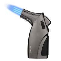 TOPKAY Cigar Lighter, Triple Jet Flame Torch Lighter, Windproof Refillable Butane Torch Lighter with Punch, Safety Lock, Zinc Alloy Material (Sold Without Gas)