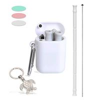 Collapsible Reusable Straws, 1 Pack Portable Folding Drinking Straws Food-Grade Foldable Silicone Straws with Carrying Case and Cleaning Brush Keychain, BPA Free