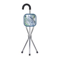 2-in-1 Folding Walking Stick Seat, Travel Cane Chair, Lightweight, Three Legged Stick with Stool, for Elderly