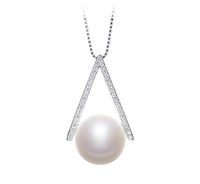 Triangle White 12-13mm AA Quality Freshwater 925 Sterling Silver Cultured Pearl Pendant For Women