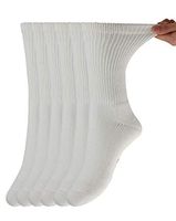 +MD Diabetic Socks Mens and Womens Half Cushion Circulatory Crew Socks for All Seasons Loose Fit 6 Pack