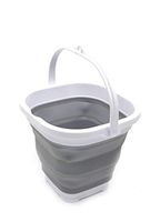 SAMMART 2.6L (0.68 Gallon) Super Mini Sqare Collapsible Plastic Bucket - Foldable Square Tub - Portable Fishing Water Pail - Space Saving Outdoor Waterpot (1, Grey)
