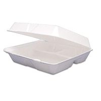 Dart 85HT3R Foam Container, Hinged Lid, 3-Comp, 8 3/8 X 7 7/8 X 3 1/4, 200/carton