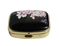 Halulu Cherry Blossom Flower Personalized Design Square Gold Pill Case Decorative Metal Medicine Vitamin Organizer Unique Gift