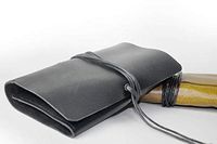 Smilepunk Traditional Genuine Leather Roll Up Tobacco Smoking Pouch Handmade Holder Bag Organize Case Gift for Mens (Black)