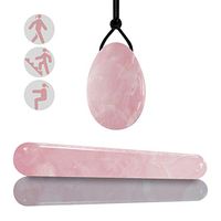 Pack of Yoni Eggs and Crystal Massage Wand, Large Size Jade Eggs Drilled with Unwaxed String, Massage Stone for Women to Strengthen Pelvic Floor Muscles PC Muscle Training