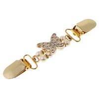 Golden Flower Star Retro Sweater Cardigan Shawl Clip Clasp Metal Pin Brooch Daily Aesthetic Beauty Party Girls Girl Womans Accesories | Color - Gold Butterfly