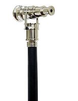 Vintage Look Brass Handle Victorian Telescope Head Foldable Wooden Walking Stick Cane (Detachable)