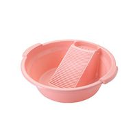 GEF Washboard, Laundry Wash Basin Washboard Plastic Washing Board,Round Anti-Skid Household Laundry Tub,Pink