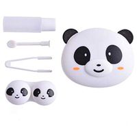 Animal Shaped Bottle Contact Lens Case Container Holder Beauty Mirror Case White Panda
