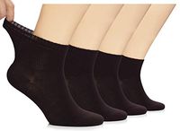 Hugh Ugoli Lightweight Men's Diabetic Ankle Socks Bamboo Thin Socks Seamless Toe and Non-Binding Top, 4 Pairs, Dark Brown, Shoe size: 8-12