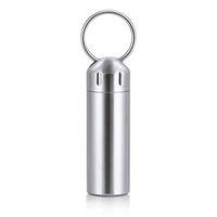 Small Pill Case Waterproof Keychain Pill Box Portable Single Chamber Stainless Steel Pill Container for Pocket or Purse (Silver)