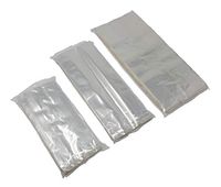 Cellophane Treat Bags, 300 total. 3 Sizes, 100-3½x2x7½, 100-4x2x10 & 100-5x3x11½. Plus Free Bonus 300±2 Metallic Twist Ties (Color May Vary) & 1 Multi-Purpose Cleaning Cloth (Design May Vary)