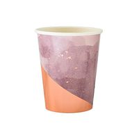 Harlow & Grey Amethyst Light Purple Watercolor with Rose Gold Paper Cups - Birthday, Wedding, Showers Party Disposable Cups - (8 Count)