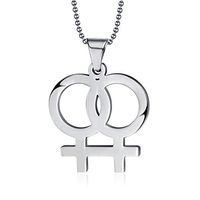 Women New Lesbian Double Pride Pendant Necklace Symbol Explanation Female Prom Pretty Beautiful Bright Simple Lovely Cheap Elegant Jewerly Comfortable Accessory