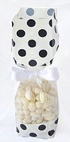 White with Black Polka Dots Tall Cellophane Goodie Bag (2in. W x 9 1/2in. H x 1 7/8in. Deep) - pack of 25